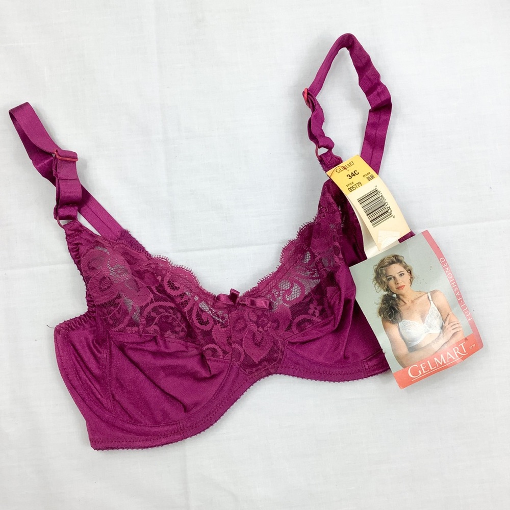 NWT vintage 90s unlined nylon lace bra